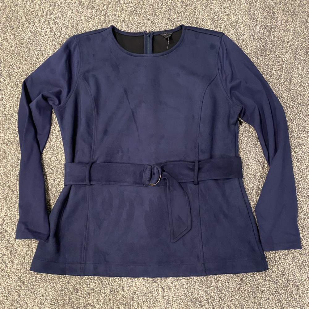 Ann Taylor NWT micro suede long sleeve sweater with belt